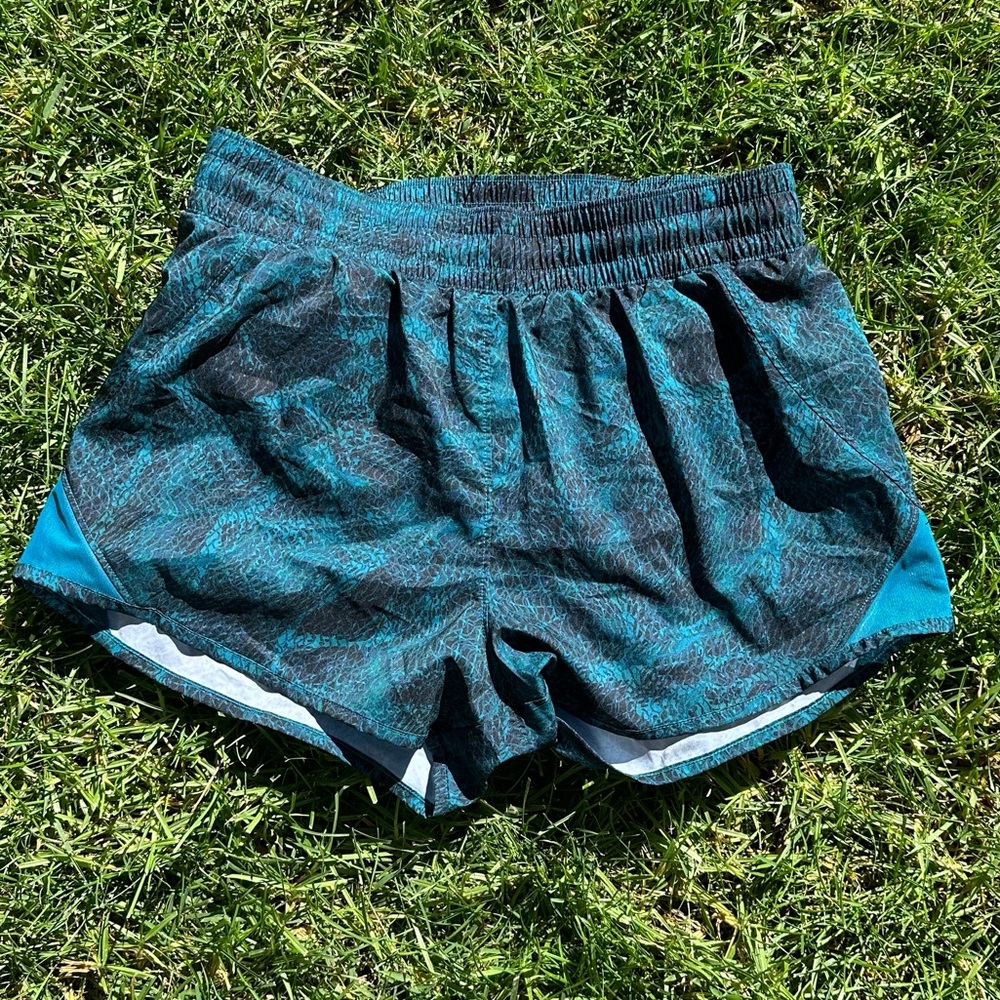 blue running shorts